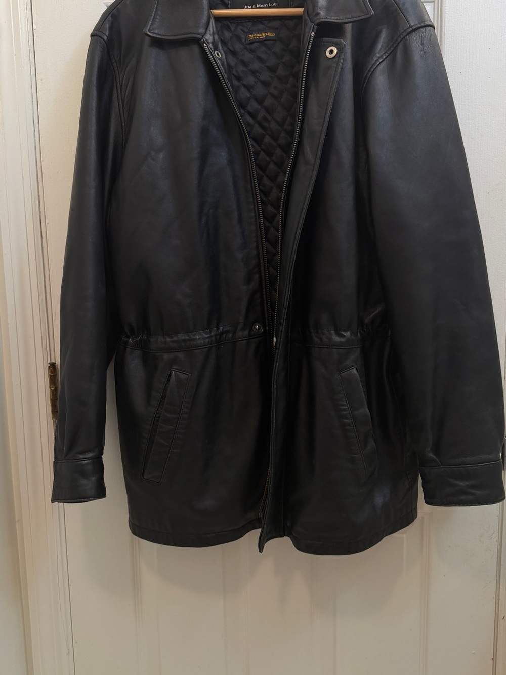Jim & Marylou Men's Black Leather Quilted-Liner Jacket